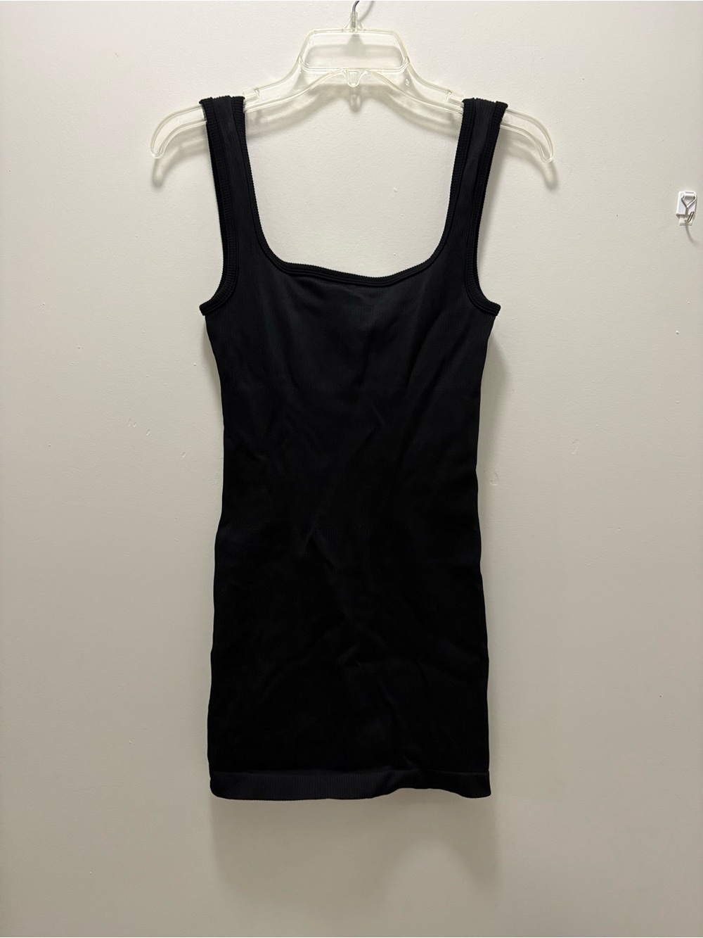 Classic Black Ribbed Tank shape wear